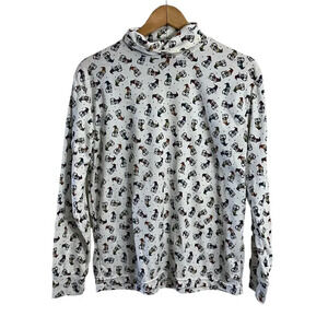 SPORT Carriage Court Vintage Cat Mock Neck Christmas Top Long Sleeve Holiday